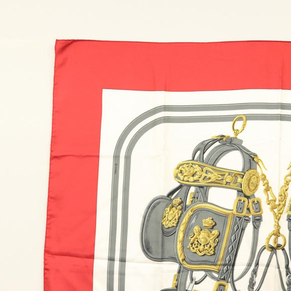 HERMES Carre 90 Scarf ""BRIDES de GALA"" Silk Red Auth fm4775