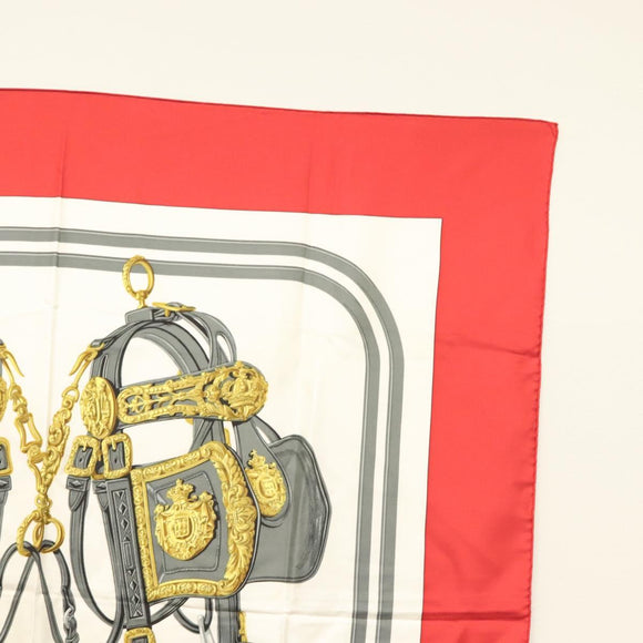 HERMES Carre 90 Scarf ""BRIDES de GALA"" Silk Red Auth fm4775
