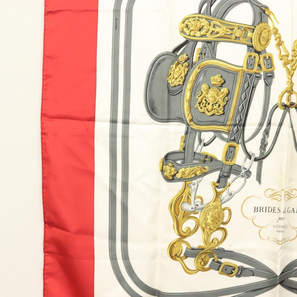 HERMES Carre 90 Scarf ""BRIDES de GALA"" Silk Red Auth fm4775