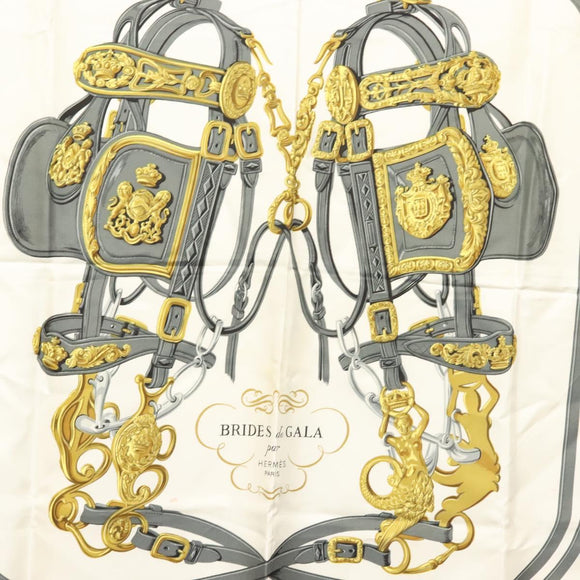 HERMES Carre 90 Scarf ""BRIDES de GALA"" Silk Red Auth fm4775