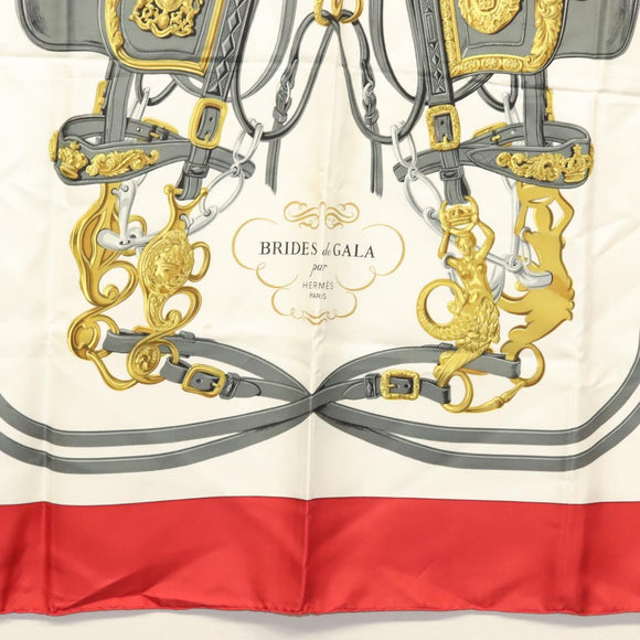 HERMES Carre 90 Scarf ""BRIDES de GALA"" Silk Red Auth fm4775