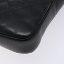 CHANEL Medium Pochette Shoulder Bag Cambon Line Leather Black Silver Auth fm4781-10