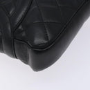 CHANEL Medium Pochette Shoulder Bag Cambon Line Leather Black Silver Auth fm4781-11