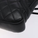 CHANEL Medium Pochette Shoulder Bag Cambon Line Leather Black Silver Auth fm4781-12