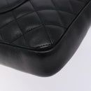 CHANEL Medium Pochette Shoulder Bag Cambon Line Leather Black Silver Auth fm4781-13