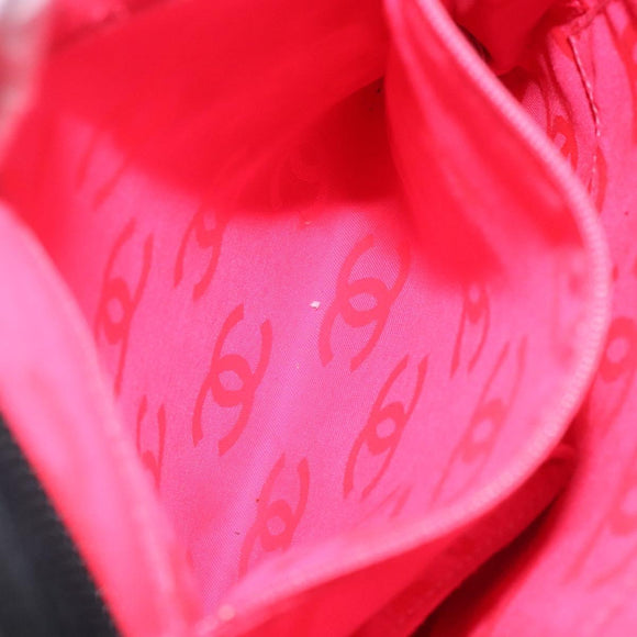 CHANEL Medium Pochette Shoulder Bag Cambon Line Leather Black Silver Auth fm4781