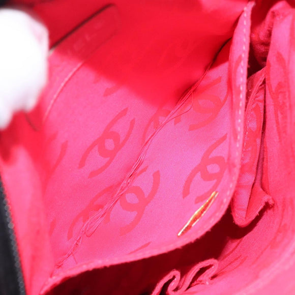 CHANEL Medium Pochette Shoulder Bag Cambon Line Leather Black Silver Auth fm4781