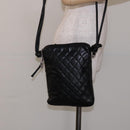 CHANEL Medium Pochette Shoulder Bag Cambon Line Leather Black Silver Auth fm4781-24