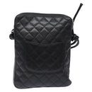 CHANEL Medium Pochette Shoulder Bag Cambon Line Leather Black Silver Auth fm4781-3