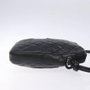 CHANEL Medium Pochette Shoulder Bag Cambon Line Leather Black Silver Auth fm4781-4