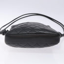 CHANEL Medium Pochette Shoulder Bag Cambon Line Leather Black Silver Auth fm4781-9