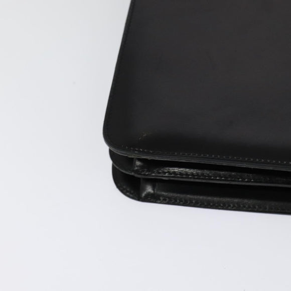 Christian Dior Shoulder Bag Leather Black Gold Auth fm4788