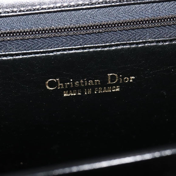 Christian Dior Shoulder Bag Leather Black Gold Auth fm4788