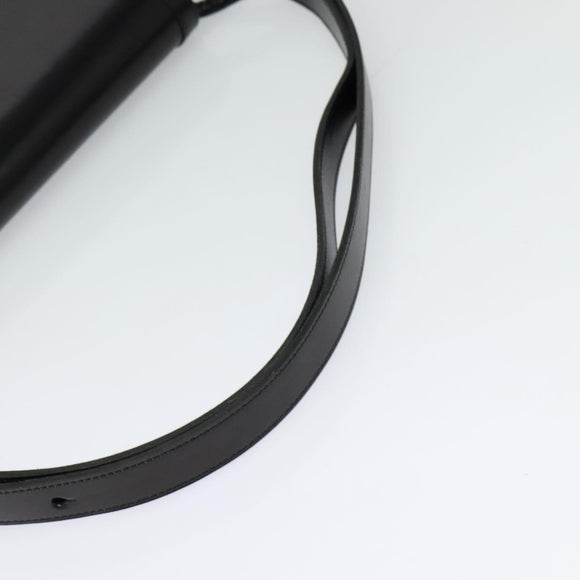 Christian Dior Shoulder Bag Leather Black Gold Auth fm4788