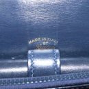 GUCCI Shoulder Bag Leather Navy Gold Auth fm4794-16