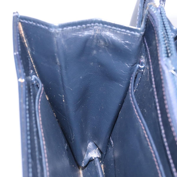 GUCCI Shoulder Bag Leather Navy Gold Auth fm4794