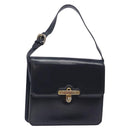 GUCCI Shoulder Bag Leather Navy Gold Auth fm4794-1