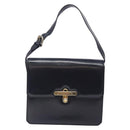 GUCCI Shoulder Bag Leather Navy Gold Auth fm4794-2