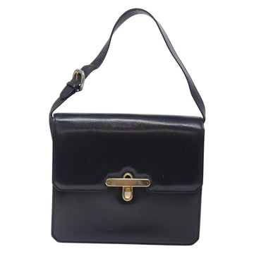 GUCCI Shoulder Bag Leather Navy Gold Auth fm4794 - 0