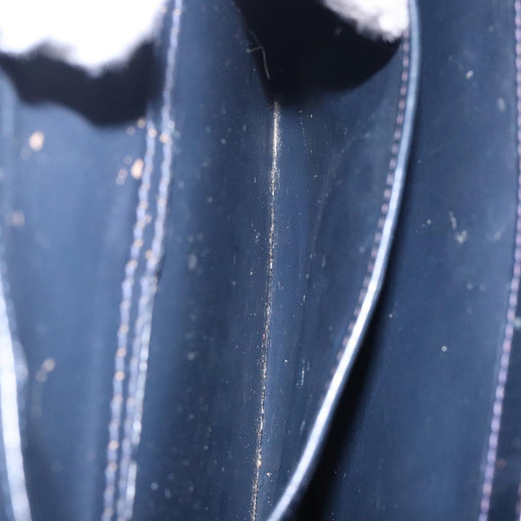 GUCCI Shoulder Bag Leather Navy Gold Auth fm4794