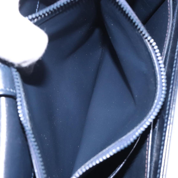 GUCCI Shoulder Bag Leather Navy Gold Auth fm4794