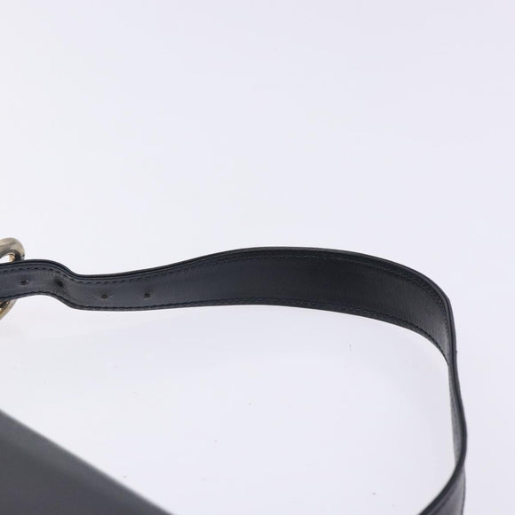 GUCCI Shoulder Bag Leather Navy Gold Auth fm4794