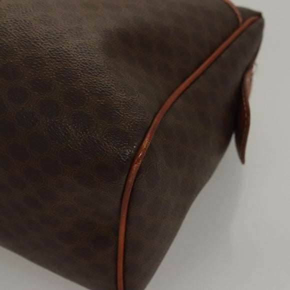 CELINE Macadam Canvas Hand Bag PVC Leather Brown Gold Auth fm4799