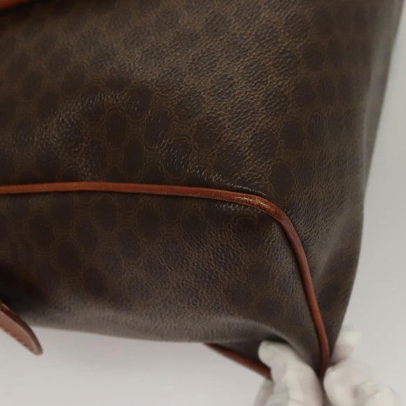 CELINE Macadam Canvas Hand Bag PVC Leather Brown Gold Auth fm4799