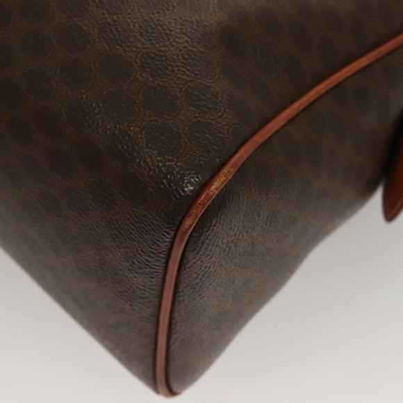 CELINE Macadam Canvas Hand Bag PVC Leather Brown Gold Auth fm4799