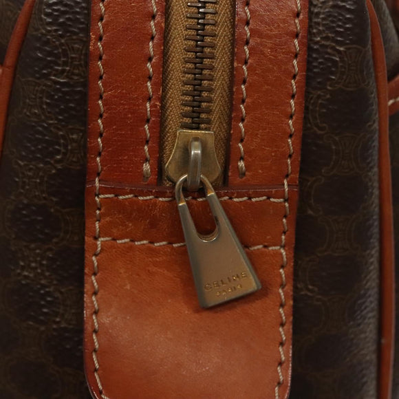 CELINE Macadam Canvas Hand Bag PVC Leather Brown Gold Auth fm4799