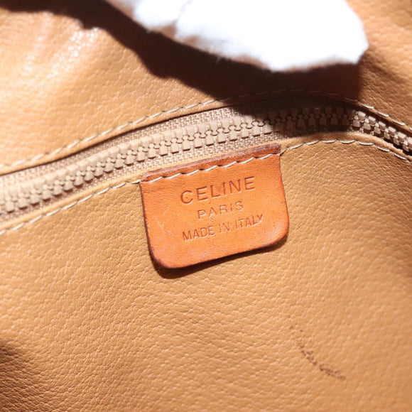 CELINE Macadam Canvas Hand Bag PVC Leather Brown Gold Auth fm4799
