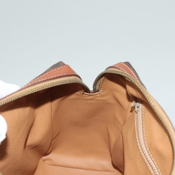 CELINE Macadam Canvas Hand Bag PVC Leather Brown Gold Auth fm4799