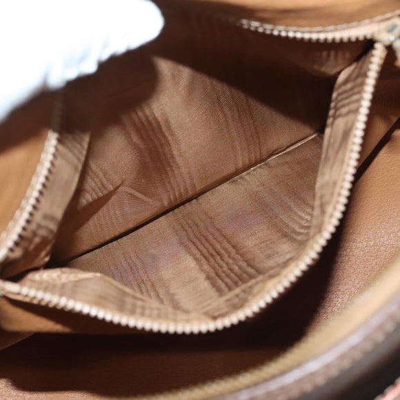 CELINE Macadam Canvas Hand Bag PVC Leather Brown Gold Auth fm4799