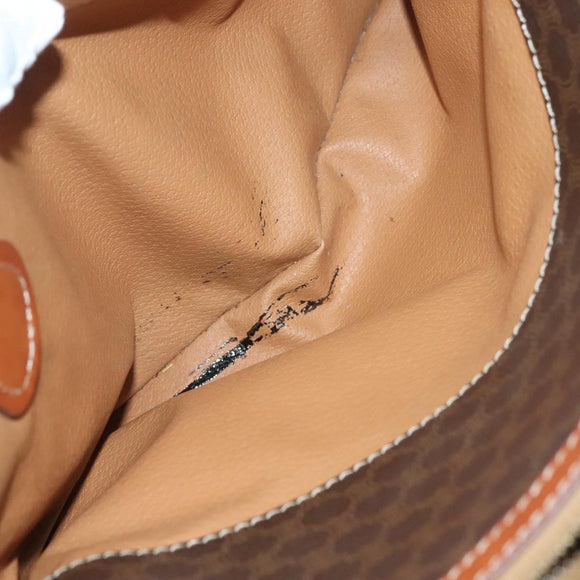 CELINE Macadam Canvas Hand Bag PVC Leather Brown Gold Auth fm4799