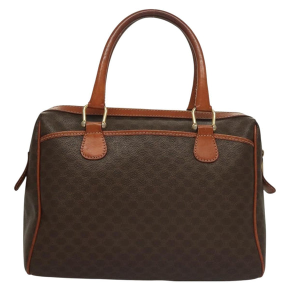 CELINE Macadam Canvas Hand Bag PVC Leather Brown Gold Auth fm4799