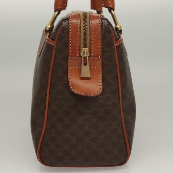 CELINE Macadam Canvas Hand Bag PVC Leather Brown Gold Auth fm4799