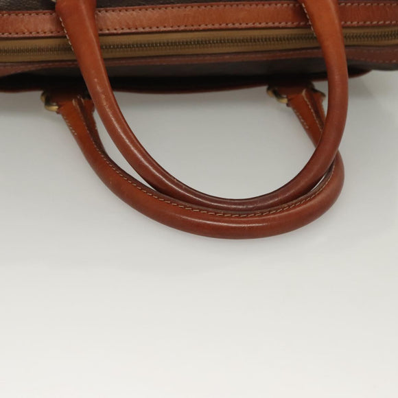 CELINE Macadam Canvas Hand Bag PVC Leather Brown Gold Auth fm4799