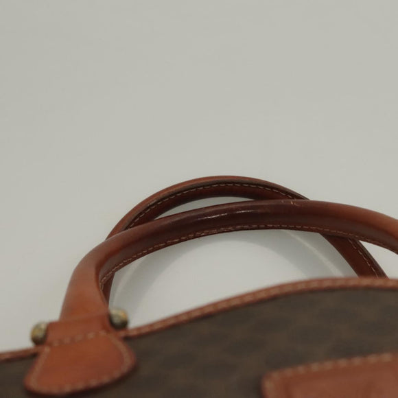CELINE Macadam Canvas Hand Bag PVC Leather Brown Gold Auth fm4799