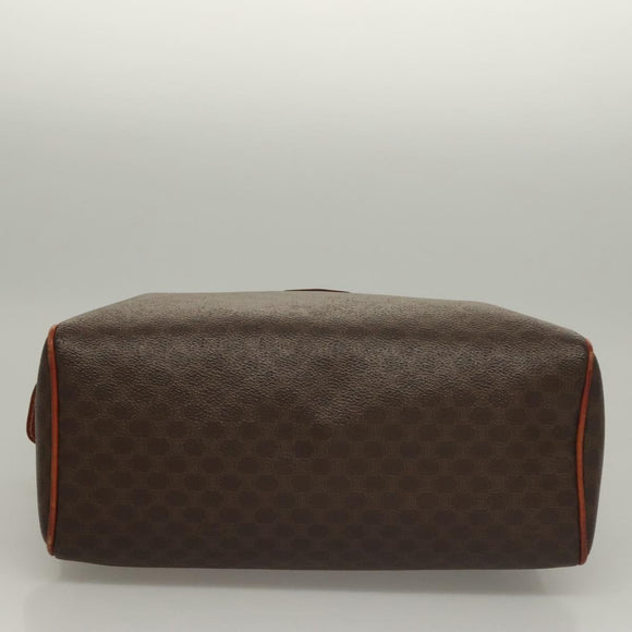 CELINE Macadam Canvas Hand Bag PVC Leather Brown Gold Auth fm4799
