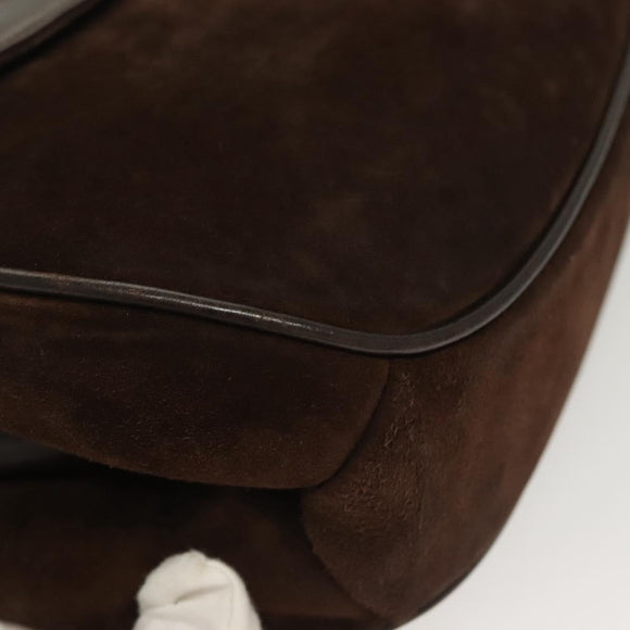 GUCCI Shoulder Bag Suede Brown Gold Auth fm4812