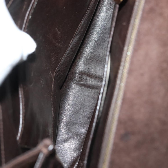 GUCCI Shoulder Bag Suede Brown Gold Auth fm4812