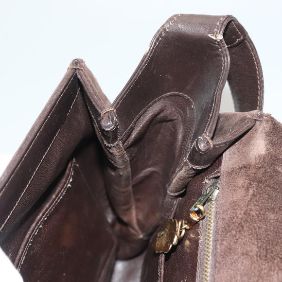 GUCCI Shoulder Bag Suede Brown Gold Auth fm4812