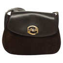 GUCCI Shoulder Bag Suede Brown Gold Auth fm4812-2