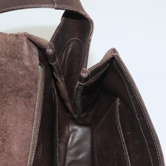 GUCCI Shoulder Bag Suede Brown Gold Auth fm4812