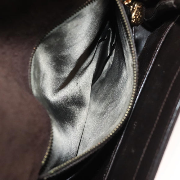 GUCCI Shoulder Bag Suede Brown Gold Auth fm4812