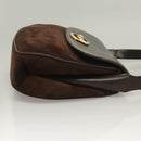 GUCCI Shoulder Bag Suede Brown Gold Auth fm4812-5
