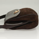 GUCCI Shoulder Bag Suede Brown Gold Auth fm4812-6