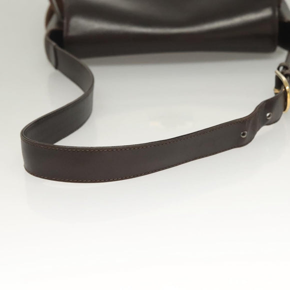 GUCCI Shoulder Bag Suede Brown Gold Auth fm4812