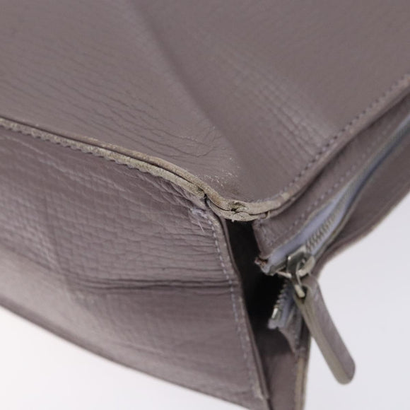 LOEWE Shoulder Bag Leather Gray Silver Auth fm4815