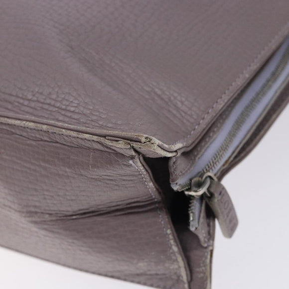 LOEWE Shoulder Bag Leather Gray Silver Auth fm4815